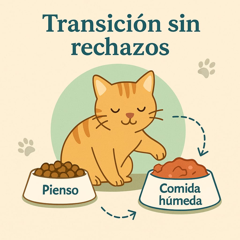 Transición sin rechazos de pienso a comida húmeda