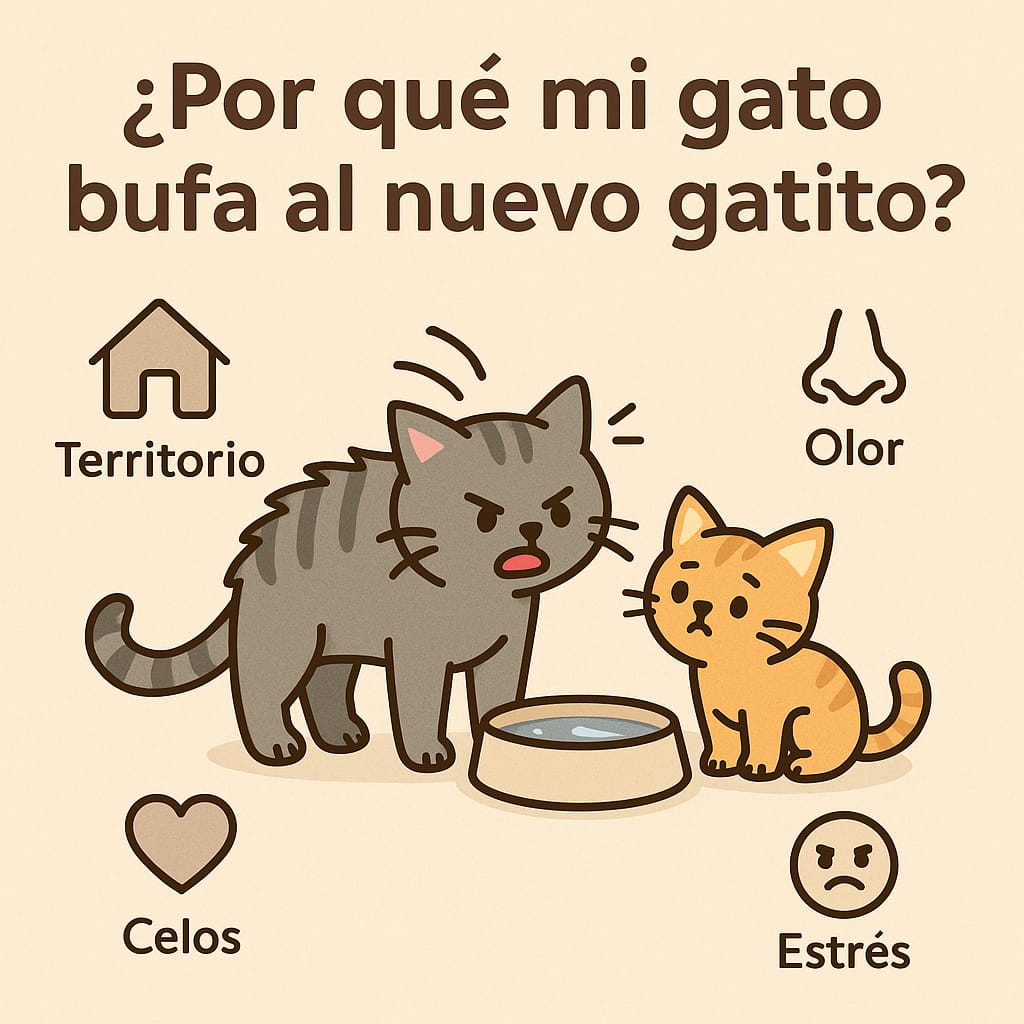 Mi gato bufa al nuevo gatito