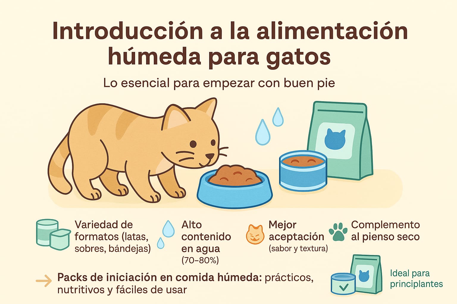 Introducción a la alimentación húmeda para gatos