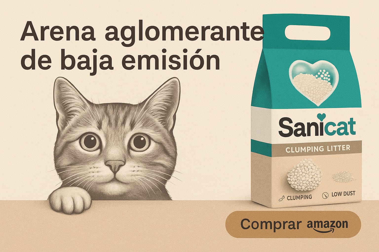 Arena aglomerante clásica con gran poder de absorción y control del olor. Apenas levanta polvo y es una de las favoritas de dueños de gatos alérgicos.