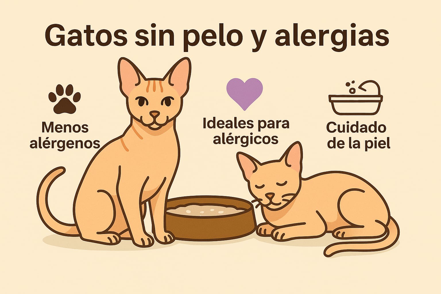 Introducción a los gatos sin pelo y sin alergias