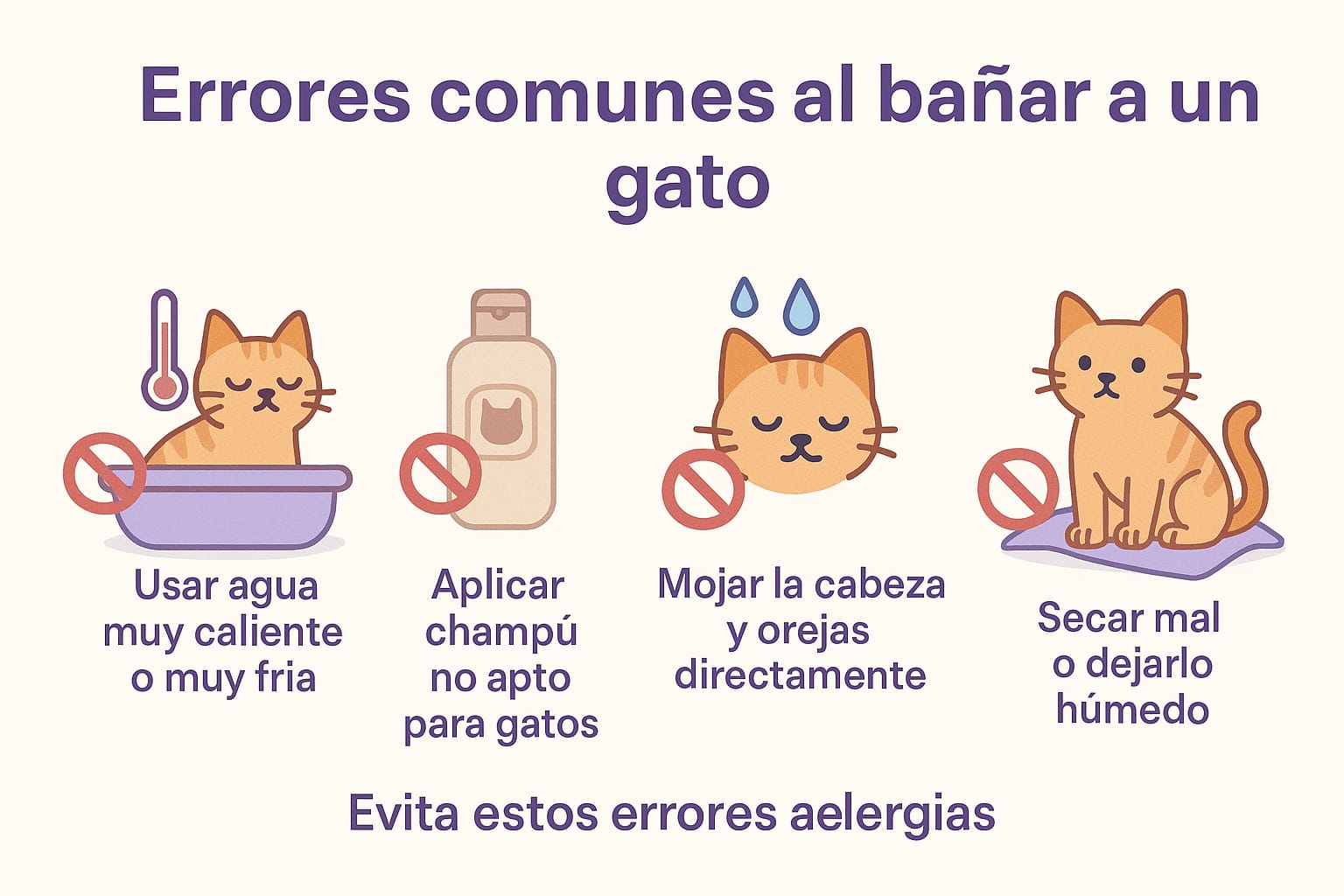 Errores comunes al bañar a un gato